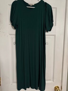 Boden Emerald Green Puff-Sleeve Mini Dress